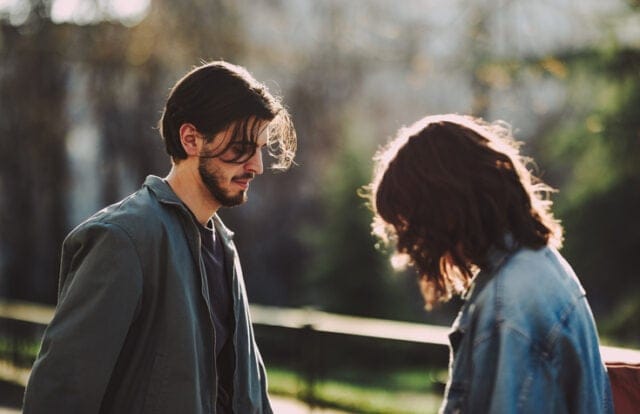 sad couple breaking up