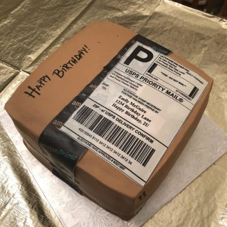 Husband Gives Shopaholic Wife A Cake Shaped Like An Amazon Box