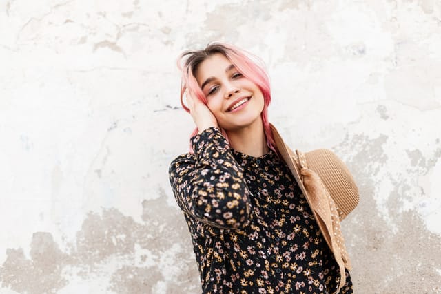 happy young woman outside