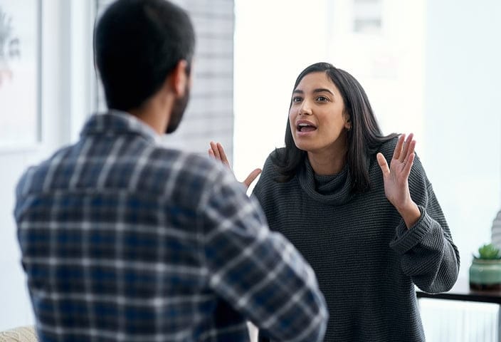 woman shouting at boyfriend