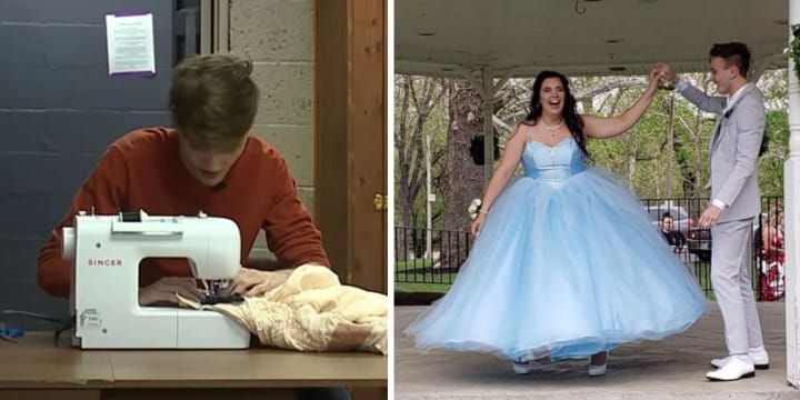 Teen Girl Can't Afford Prom Dress So Her Date Makes Her One From Scratch