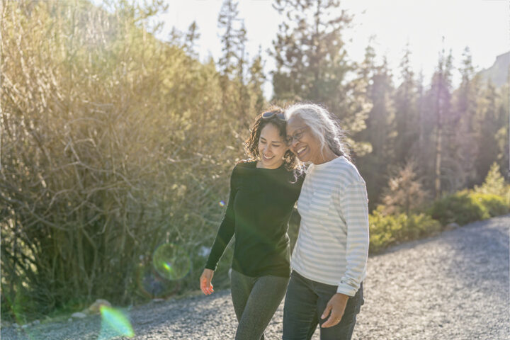 mother daughter on outdoor walk